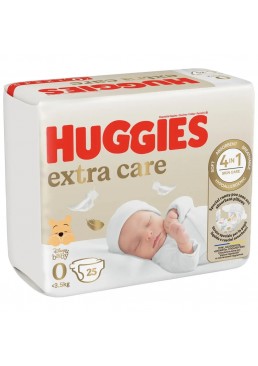 Подгузники Huggies Extra Care 0+ (до 3.5 кг), 25 шт